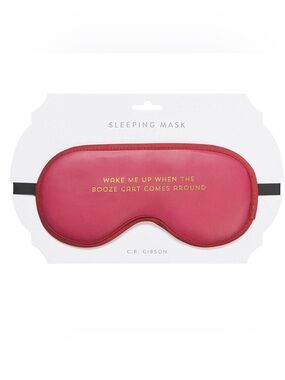 C.R. Gibson Booze Cart Pink Satin Sleep Mask with Gold Foil Text